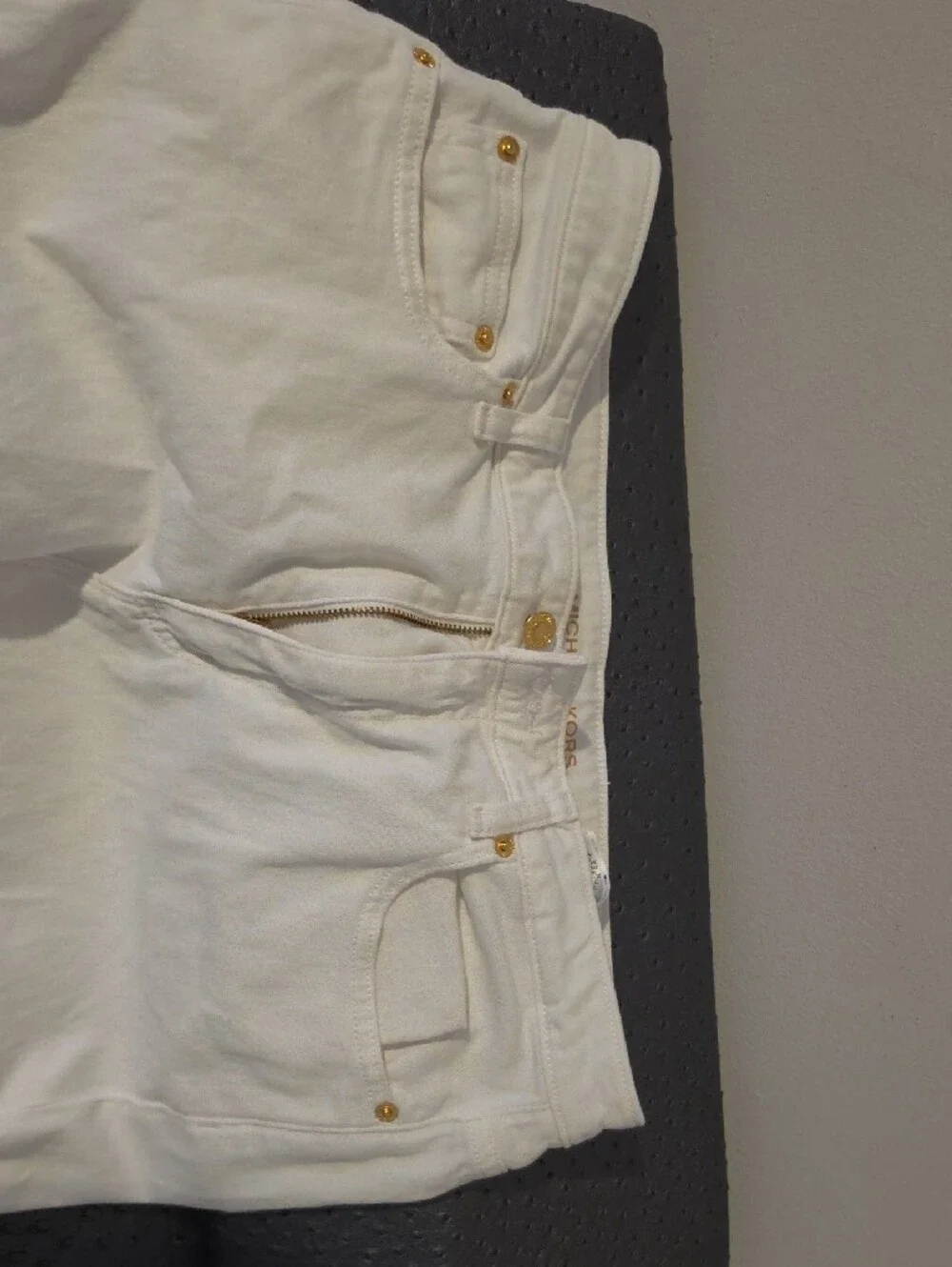 Michael Kors White Skinny Jeans with Gold Hardware